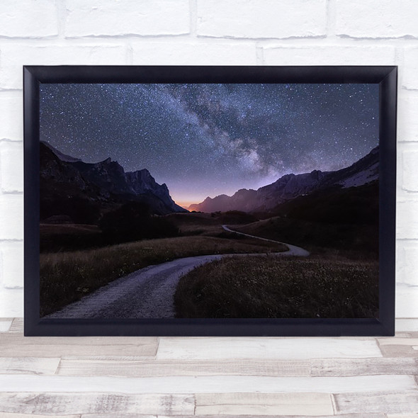 walking the stars Night Astro Star Starry Sky Serenity Mountains Wall Art Print