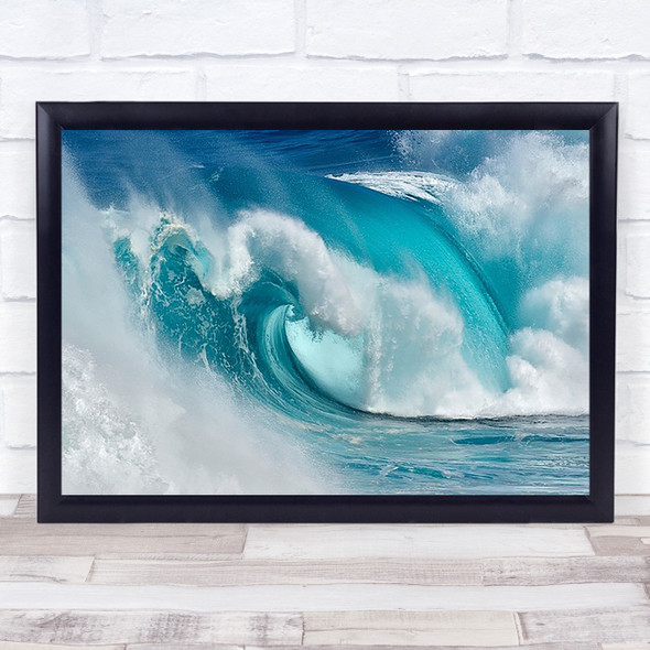 When The Ocean Turns Into Blue Fire Nature Wave Water Splash Seascape Art Print