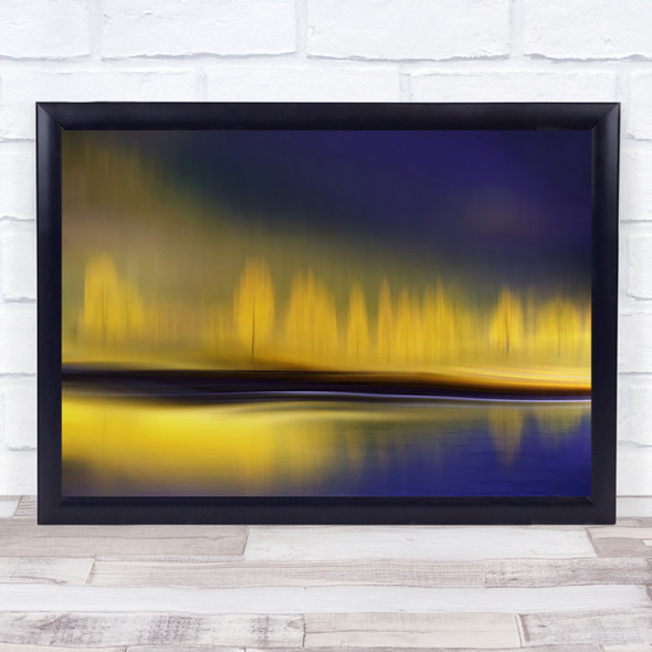 Yellow Night Abstract Trees Forest Seascape Blur Blurry Water Wall Art Print