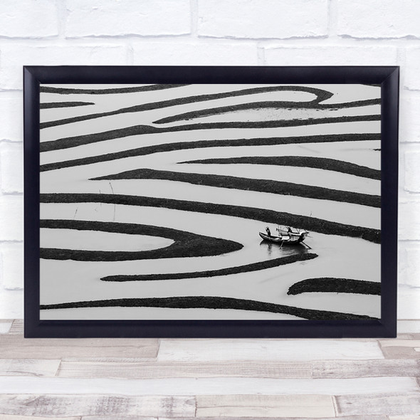 Zebra Canal Canals Person Boat Ship Transportation Wall Art Print