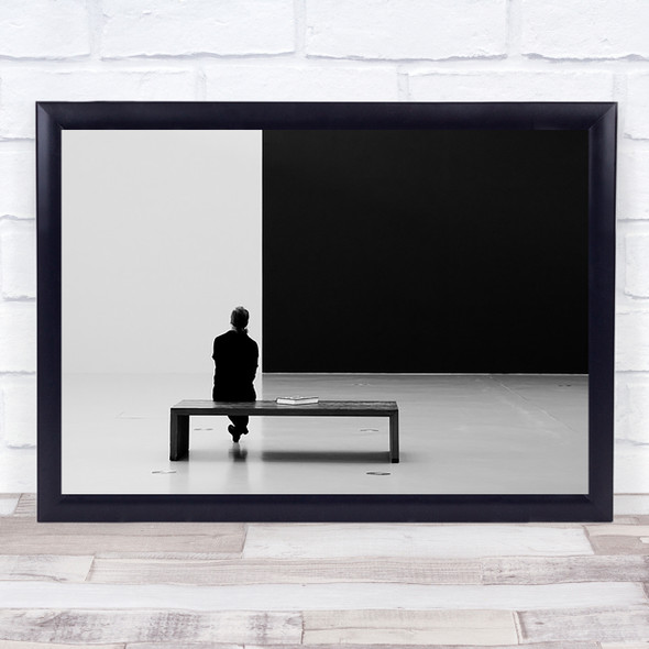 Black A White Person Bench Book Sitting Watching Behind Back Art Wall Art Print