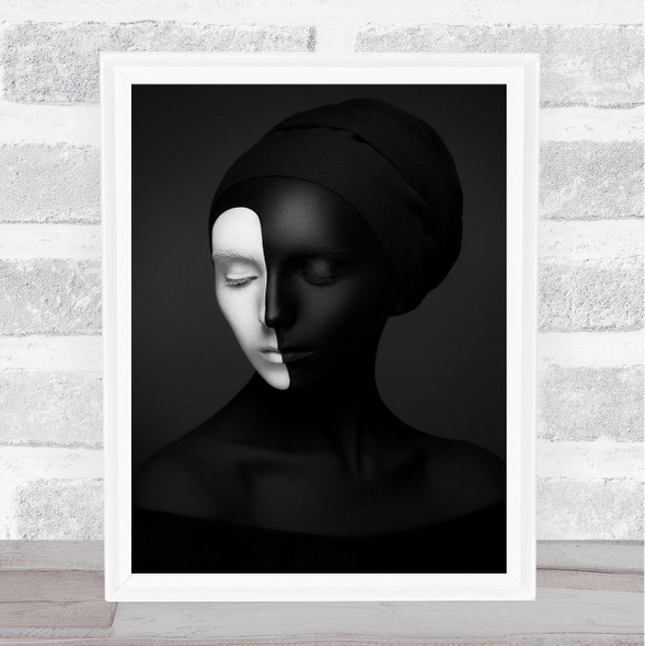 Black Renaissance Yin-Yang Painted Face Wall Art Print