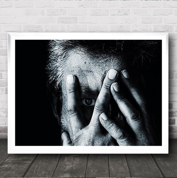 Conceptual Selective Colour Hands Covering Covered Face Eye Nails Wall Art Print