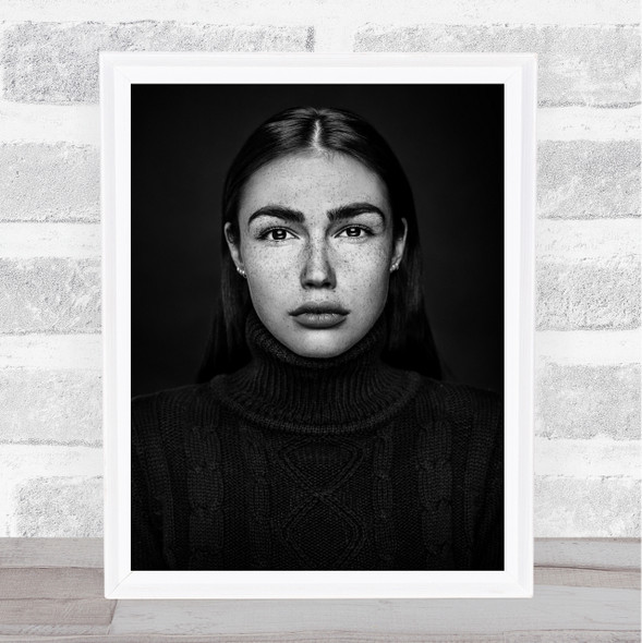 Face Girl Woman Model Freckle Freckles Eyes Wall Art Print