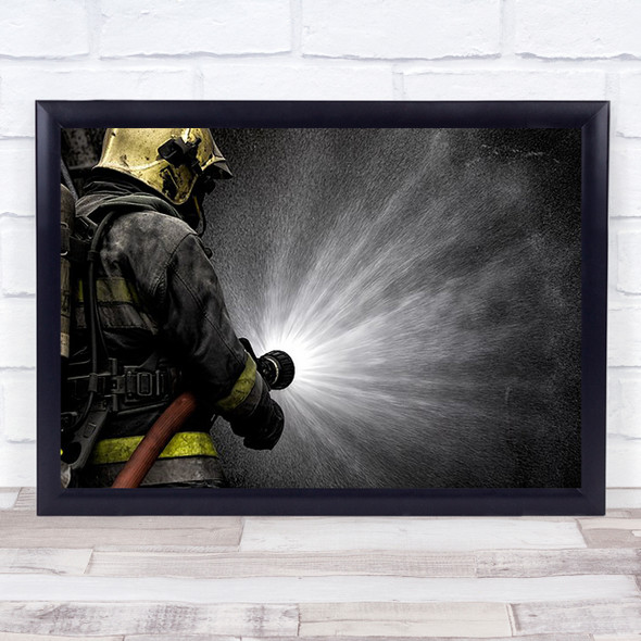 Fireman Spray Water Extinguish Rescue Person Drama Wall Art Print