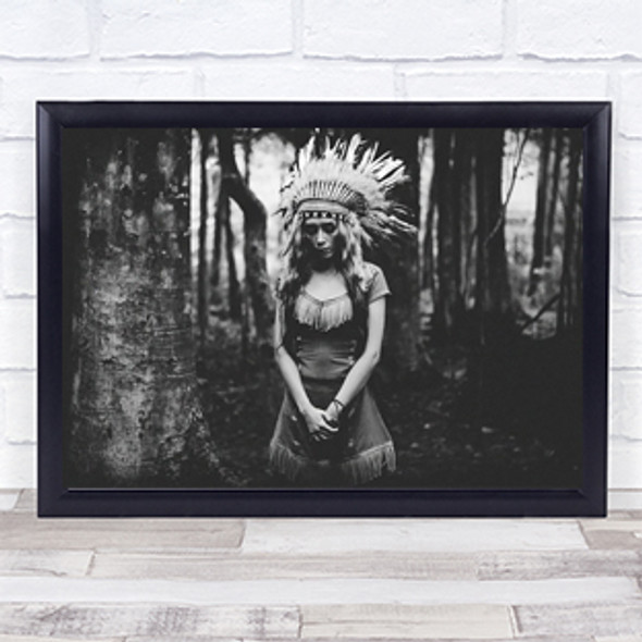 Forest Indian Native American Feather Feathers Woman Chief Wall Art Print