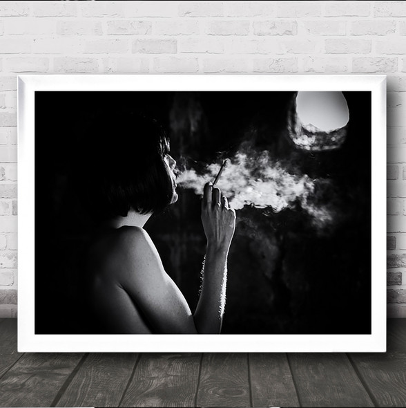 In The Smoke Monochrome Cinematic Light Urbex Noir Smoker Wall Art Print