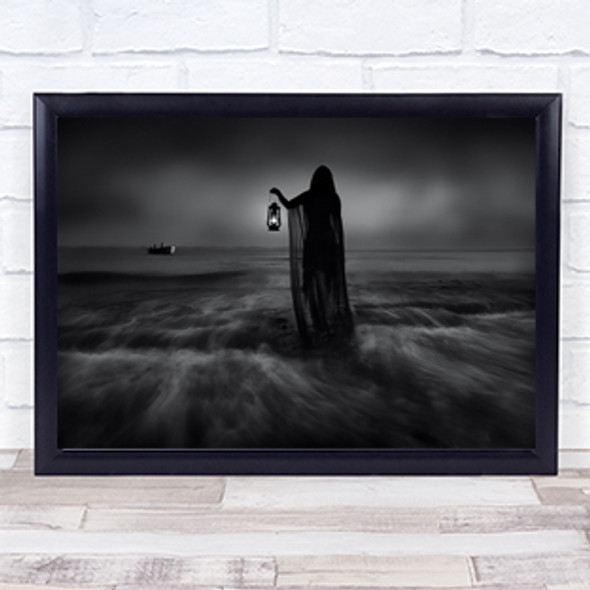 Lethe Veil Beach Ocean Clouds Waves Dark Death Demon Goddess Wall Art Print