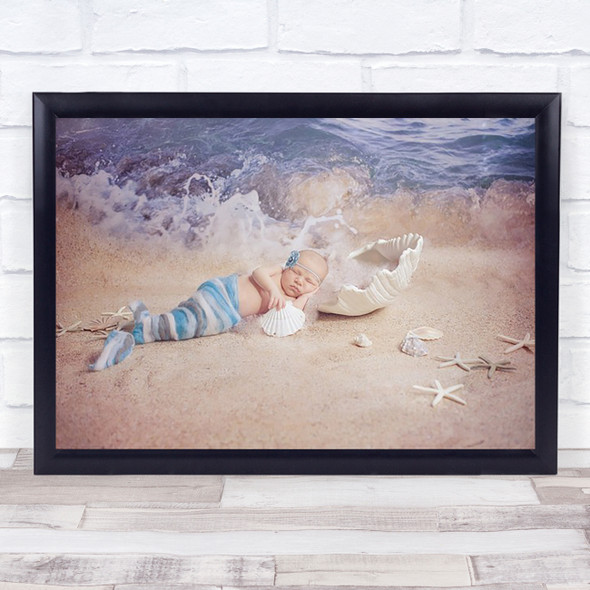 Little Mermaid Girl Fairy-tale Baby Cute Kid Child Young Sea Wall Art Print