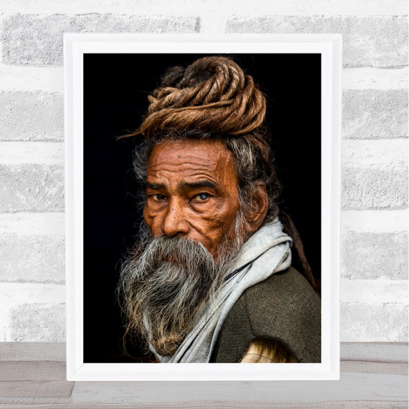 Of A Sadhu Old Age Hair Sadhu India Beard Experience Wise Wall Art Print