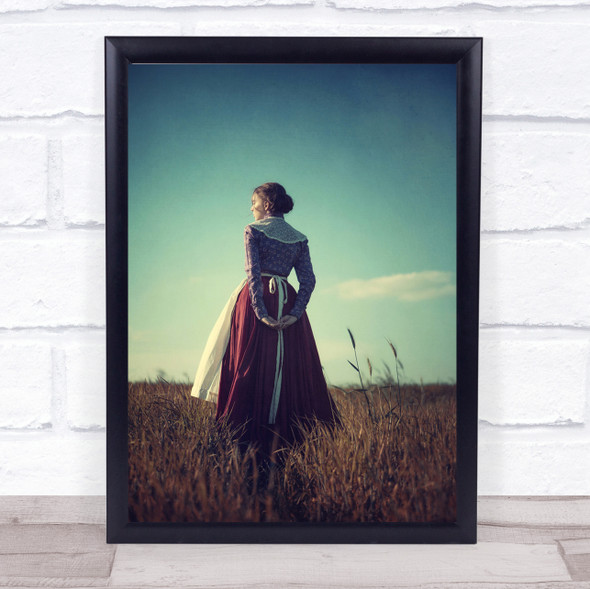 Prairie Woman Historical Pioneer Victorian Grass Outside Apron Wall Art Print