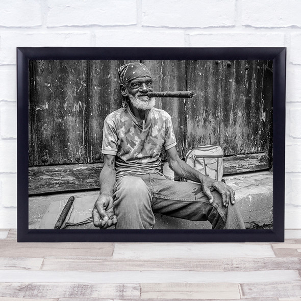 Smoke A Cigar Havana Cuba Street Old Man Wall Art Print