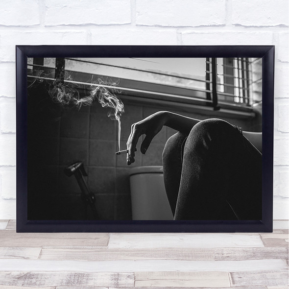 Smoker Smoking Cigarette Hand Window Woman Bathroom Wall Art Print