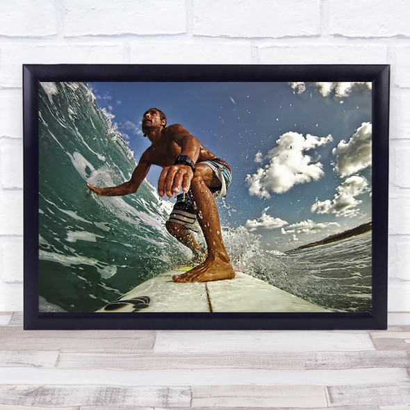 Surfer Surfing Water Sea Board Israel Surf Action Perspective Wall Art Print