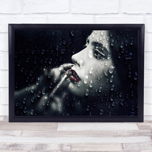 Through The Looking-Glass Rain Drops Woman Wall Art Print