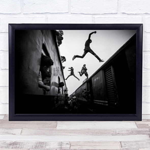 Train jumpers Action Gravity Jump Jumping Leap Railway Wall Art Print