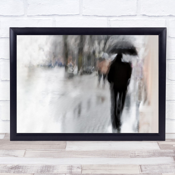 Umbrella Rain Person Icm Raining Silhouette Painterly Texture Puddle Art Print
