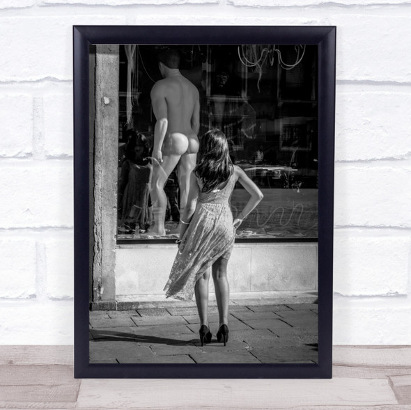 Vetrine Street Humour Humour Doll Person Peek Watch Seduction Wall Art Print