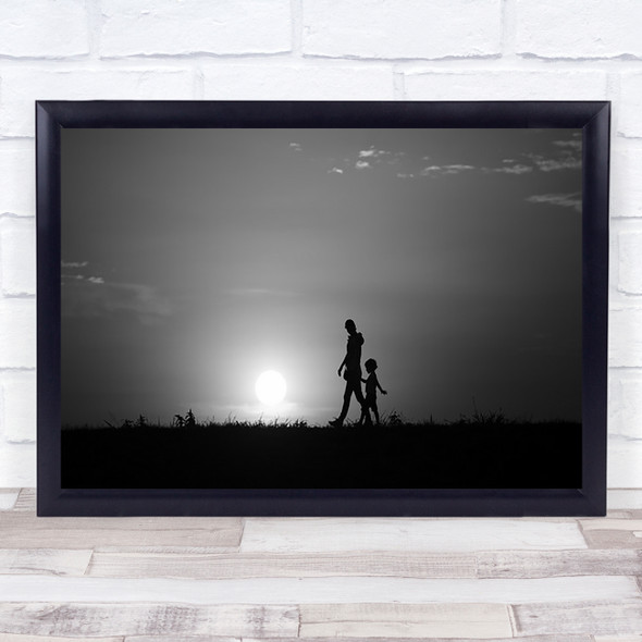 Walk People Black White Wall Art Print