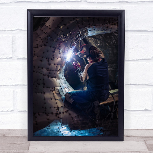 Welder Man Construction Worker Building Symbiosis Steel Metal Wall Art Print