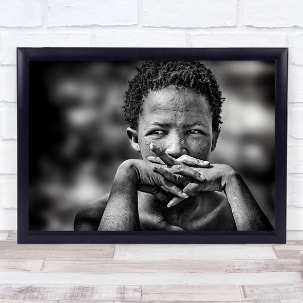 Young Bushmen Woman Street Namibia Na Hands Face Eyes Hair Wall Art Print