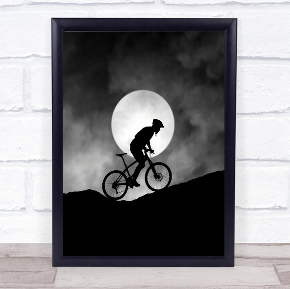 Allegro Moon Bike Bicycle Ride Rider Night Round Wall Art Print