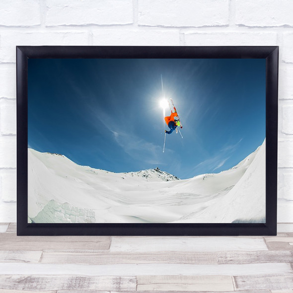 Backcountry Kicker Action Sport Skiing Skier Jump Sun Snow Winter Flip Art Print