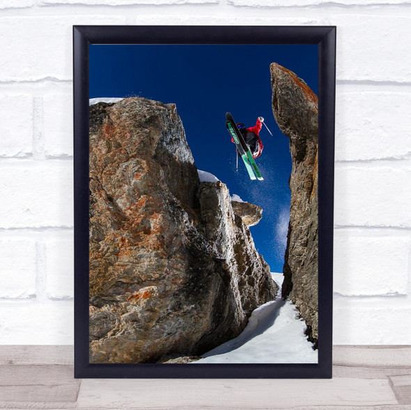 In Between The Rocks Action Extreme Freestyle Savoie France Skiing Art Print