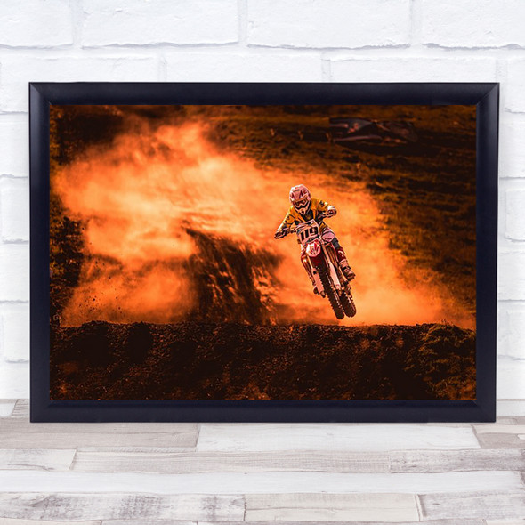 Motorcycle Motocross Sports Action Bike Dust Track Art Print