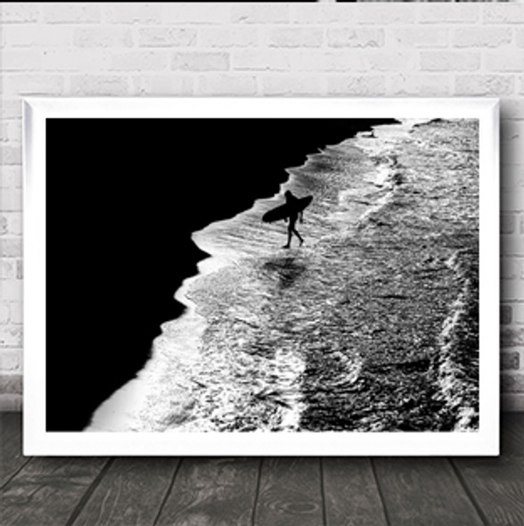 Sconfitto Beach Sea Ocean Surfing Surfer Water Dark Silhouette Wall Art Print