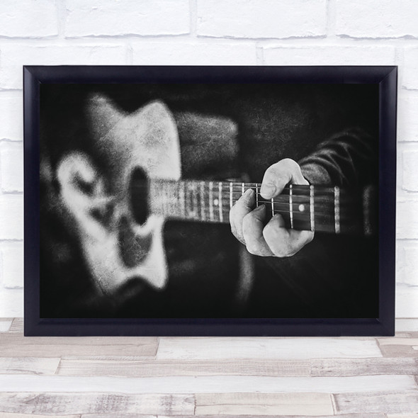Unplugged Guitar Man Hand Fingers Play Rock Music Muscian Wall Art Print