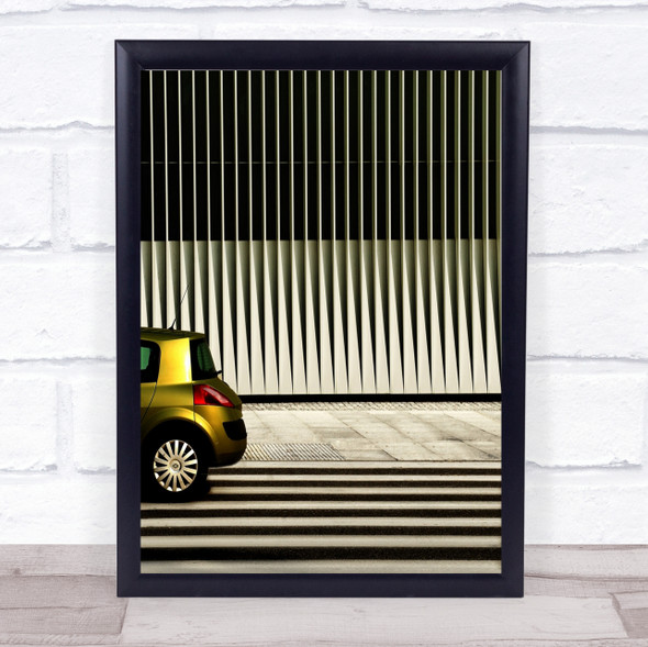 Abstract Car Lines Gold Building Auto belts Pedestrian Crossing Wall Art Print