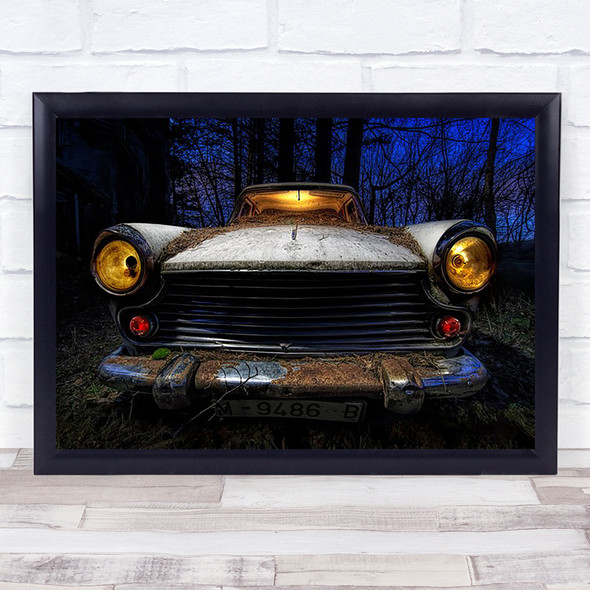 Morris Night Car Classic Perspective Abandoned Forgotten Decay Wall Art Print