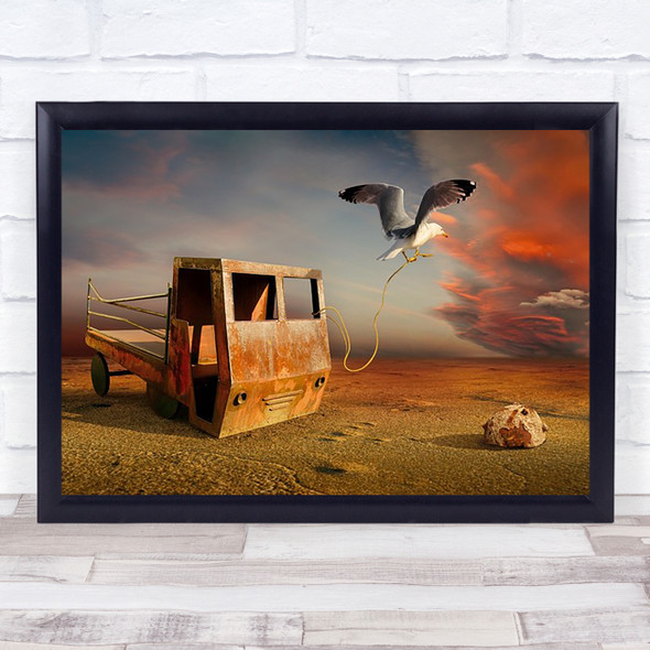 Rope Fantasy Dreamed Reaming Rock Truck Seagull Wall Art Print