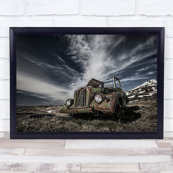 The Old Russian Jeep Iceland Wreck Wrecked Car Truck Rust Wall Art Print