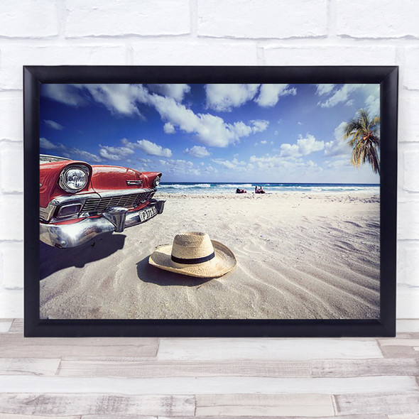 Varadero Cuba Hat Car Classic Red Beach Wall Art Print