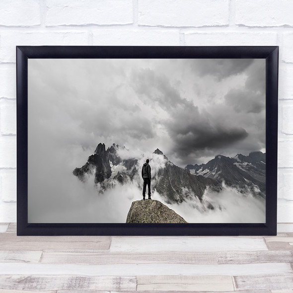 In The Clouds Alpine Climbing Mountains Storm Alps France Wall Art Print