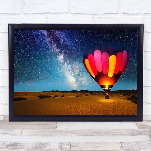 Journey under the Stars Alt Balloon Travel Exploration Space Desert Art Print