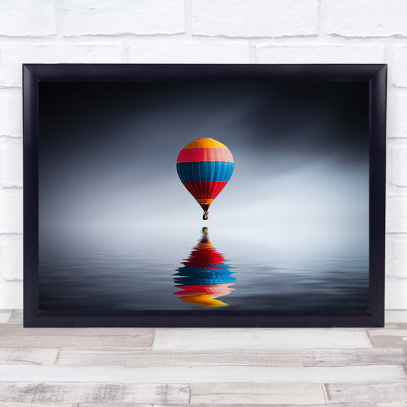 Reflection Balloon Air Paracadute Extreme Sport Moon Stars Lake Sky Art Print