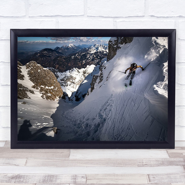 Ski touring Mountains Winter Sunset Freedom Snow Sport Action Skiing Art Print