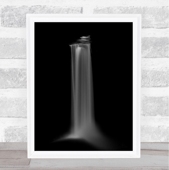 Smokey Waterfall Black White Wall Art Print