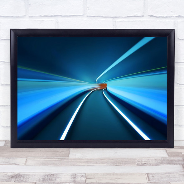 Tunnel Vision Dubai Abstract Motion Speed Fast Curve Blue Curved Wall Art Print