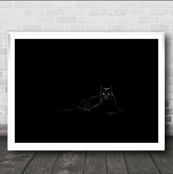 Cat Black Pet Simple Simplicity Minimalism Wall Art Print