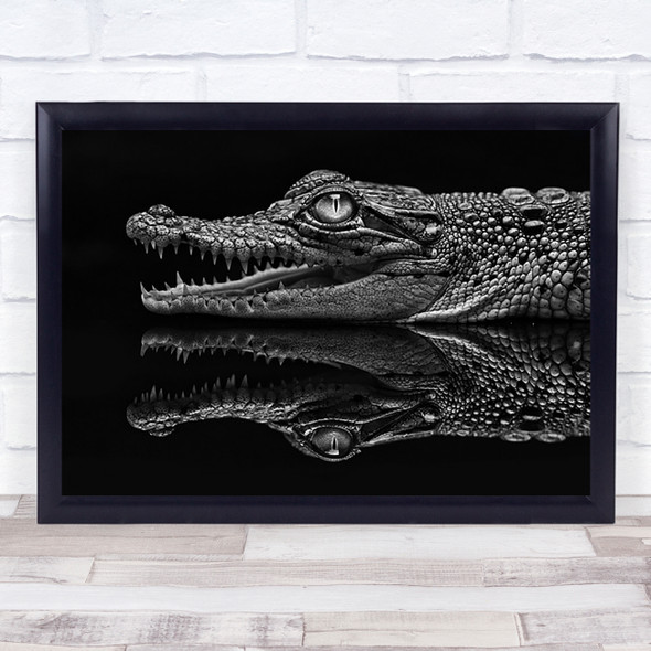 Dark Mirror Reptile Crocodile Alligator Animals Reflection Monster Art Print