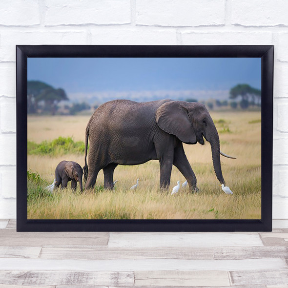 Elephant Africa National Family Elephants Wall Art Print