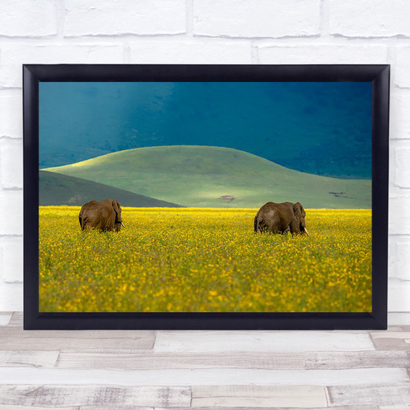 Elephant Elephants Africa Field Wildlife Wild Nature Animal Wall Art Print