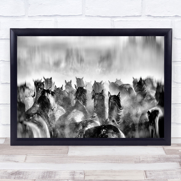 Horses Horse Flock Herd Dust Animal Animals Creative Wall Art Print