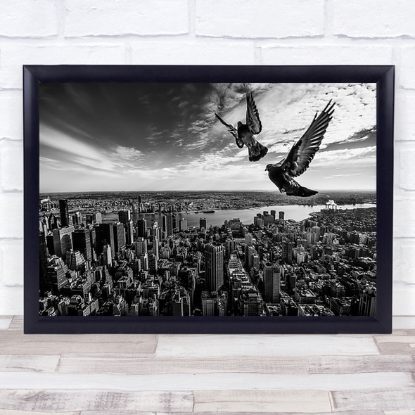 Pigeons On The Empire State Building New York USA Wall Art Print