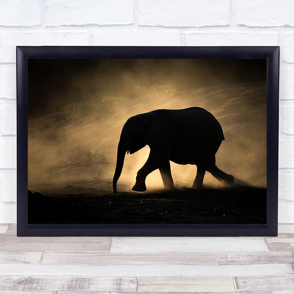 SILHOUETTE Elephant Dust Africa Animals Nature Backlight Wall Art Print