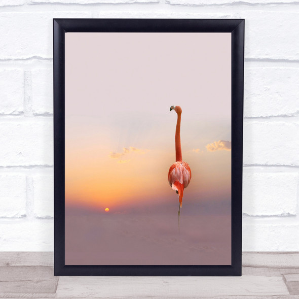 Sunset Flamingo Sun Pink Red Pastel Colours Colours Wall Art Print